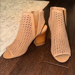 Steve Madden Tan Perforated Ankle Booties